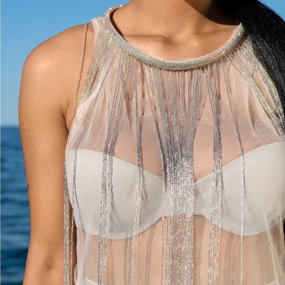 Callie Lives Tops - Rhinestone Collar Sleeveless Top 🔥